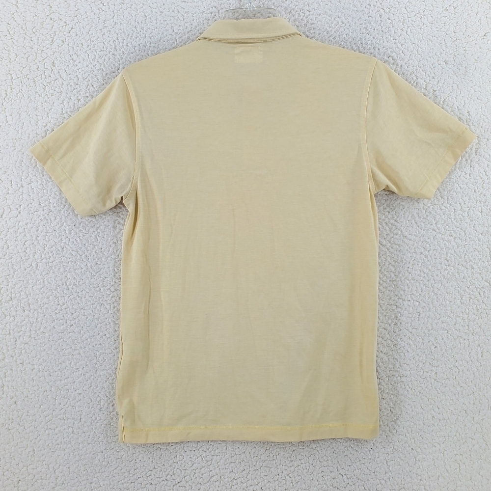Linksoul Polo Shirt Mens S Yellow Short Sleeves Tempus Fugit Luxury Cotton - Picture 11 of 11